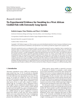 No Experimental Evidence for Sneaking in a West African Cichlid Fish with Extremely Long Sperm