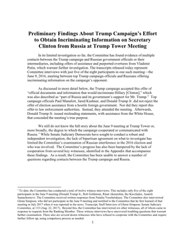 Preliminary Findings About Trump Campaign's Effort to Obtain