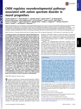CHD8 Regulates Neurodevelopmental Pathways Associated with Autism