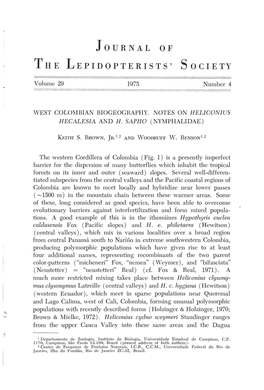 West Colombian Biogeography. Notes on Heliconius Hecalesia and H