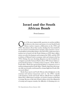 Israel and the South African Bomb