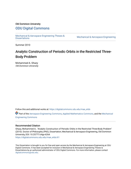 Analytic Construction of Periodic Orbits in the Restricted Three-Body Problem" (2010)