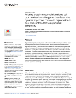 Relating Protein Functional Diversity to Cell Type Number Identifies Genes That Determine Dynamic Aspects of Chromatin Organisat