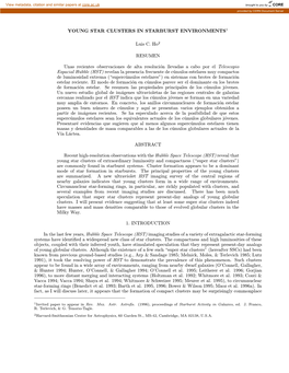 YOUNG STAR CLUSTERS in STARBURST ENVIRONMENTS1 Luis C. Ho2 RESUMEN Unas Recientes Observaciones De Alta Resolución Llevadas