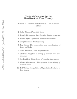 Arxiv:Math/0410606V2 [Math.GT] 29 Nov 2004 0 E Weeks, Jeﬀ 10