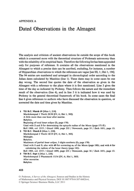 Dated Observations in the Almagest