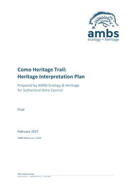 Como Heritage Trail: Heritage Interpretation Plan
