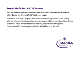 Scouts Association WW2 Roll of Honour