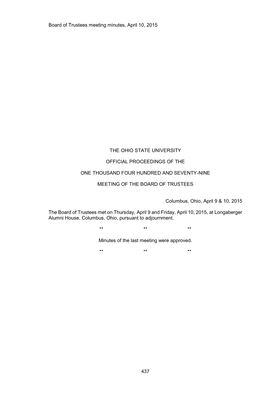 Board of Trustees Meeting Minutes, April 10, 2015