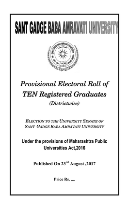 Provisional Electoral Roll of Registered Graduates (Districtwise)