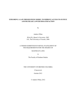 Exploring a Law Firm Business Model to Improve Access to Justice and Decrease Lawyer Dissatisfaction