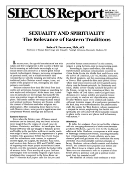 SEXUALITYAND SPIRITUALITY the Relevance of Eastern Traditions