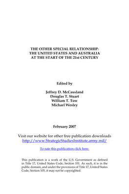 THE OTHER SPECIAL RELATIONSHIP: the UNITED STATES and AUSTRALIA at the START of the 21St CENTURY