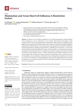 Mammalian and Avian Host Cell Influenza a Restriction Factors