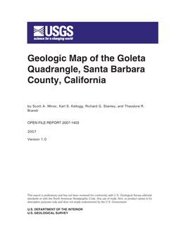 Preliminary Geologic Map of the Santa Barbara Coastal Plain Area, Santa Barbara County, California: U.S