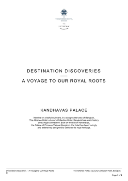 Destination Discoveries a Voyage to Our Royal Roots