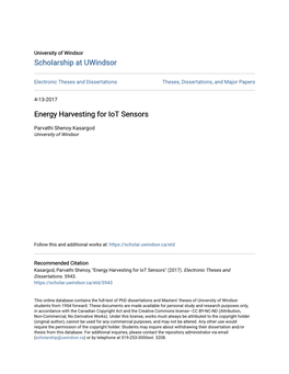 Energy Harvesting for Iot Sensors