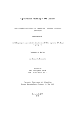 Operational Profiling of OS Drivers