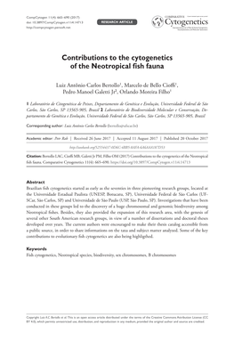 ﻿Contributions to the Cytogenetics of the Neotropical Fish Fauna