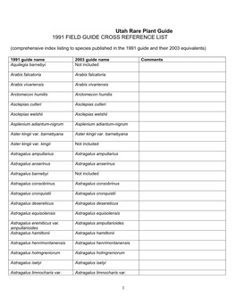 1991 Field Guide Cross Reference List