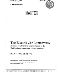 The Electric Car Controversy .,,., ‘, a Social-Constructivist Interpretation of the ,1 California Zero-Emission Vehicle Mandate