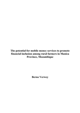 The Potential for Mobile Money Services to Promote Financial Inclusion Among Rural Farmers in Manica Province, Mozambique Berno