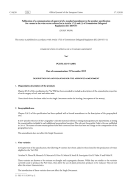 Publication of a Communication of Approval of a Standard