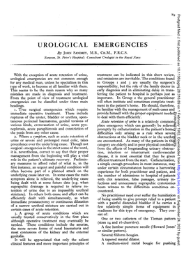 UROLOGICAL EMERGENCIES by JOHN SANDREY, M.B., CH.M., F.R.C.S