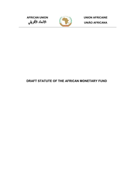 Draft Statute of the African Monetary Fund