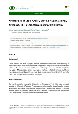 Arthropods of Steel Creek, Buffalo National River, Arkansas. III
