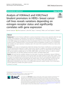 Analysis of H3k4me3 and H3k27me3 Bivalent