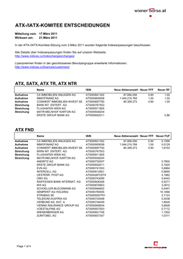 ATX Komitee Entscheidungen