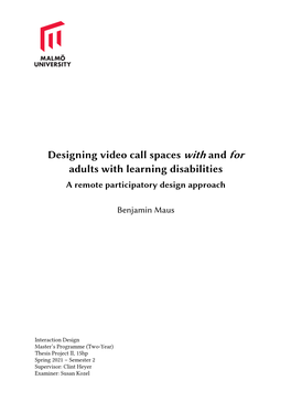 Designing Video Call Spaces with and for Adults with Learning Disabilities