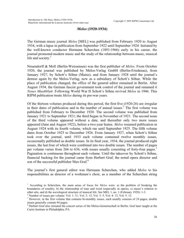 Melos (1920-1934) Copyright © 2005 RIPM Consortium Ltd Répertoire International De La Presse Musicale ( Melos (1920-1934)