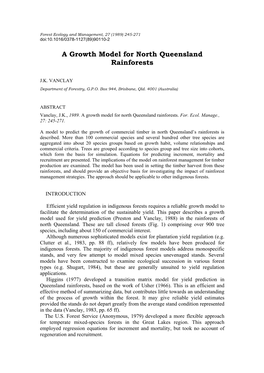 A Growth Model for North Queensland Rainforests