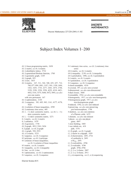Subject Index Volumes 1–200