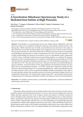 A Synchrotron Mössbauer Spectroscopy Study of a Hydrated Iron-Sulfate at High Pressures