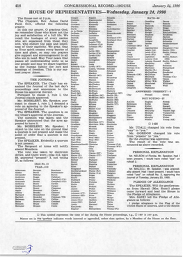 HOUSE of REPRESENTATIVES-Wednesday, January 24, 1990 the House Met at 2 P.M