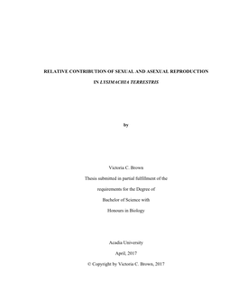 Relative Contribution of Sexual and Asexual Reproduction