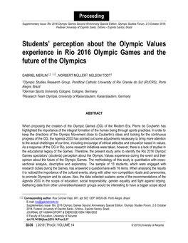 Students' Perception About the Olympic Values Experience in Rio