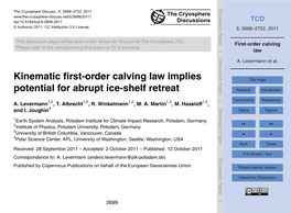 First-Order Calving Please Refer to the Corresponding ﬁnal Paper in TC If Available