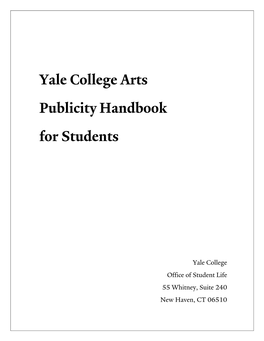 Yale College Arts Publicity Handbook for Students