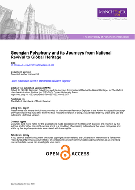 Georgian Polyphony and Its Journeys from National Revival to Global Heritage