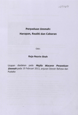 Perpaduan Ummah: Harapan, Realiti Dan Cabaran