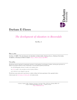 The Development of Education in Rossendale