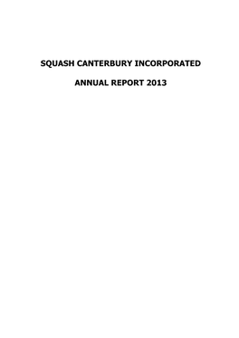 Squash Canterbury Incorporated Annual