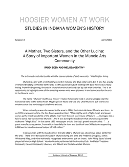 A Mother, Two Sisters, and the Other Lucina: a Story of Important Women in the Muncie Arts Community