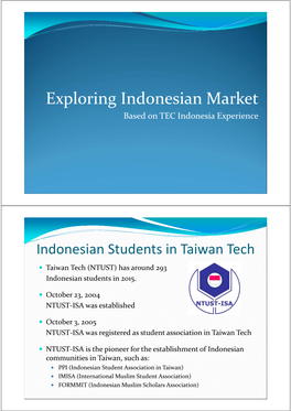 Exploring Indonesian Market Based on TEC Indonesia Experience