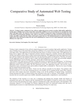 Comparative Study of Automated Web Testing Tools