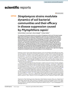 Streptomyces Strains Modulate Dynamics of Soil Bacterial